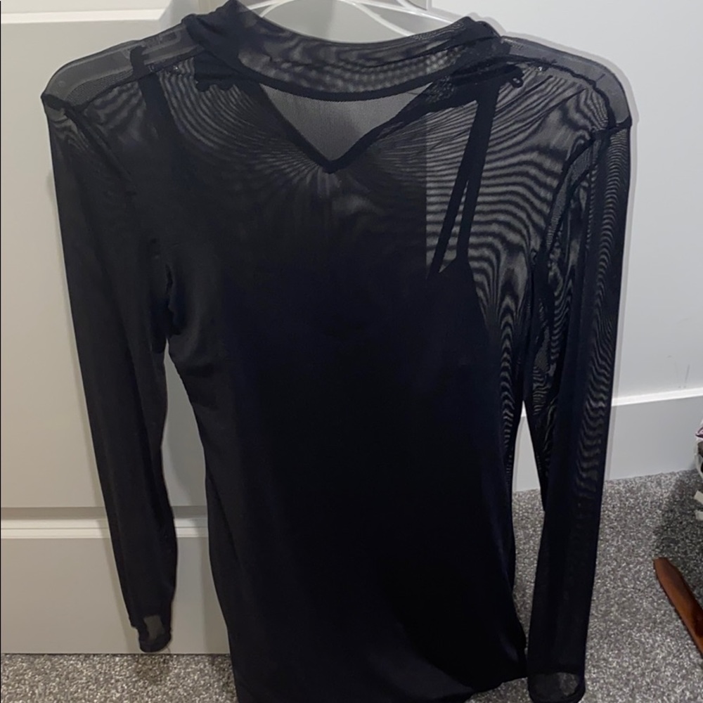 Black sheer long sleeve bodycon dress